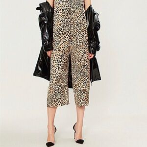 Leopard Print Jumpsuit Topshop Wide Leg Cropped with Red Stripe Sides